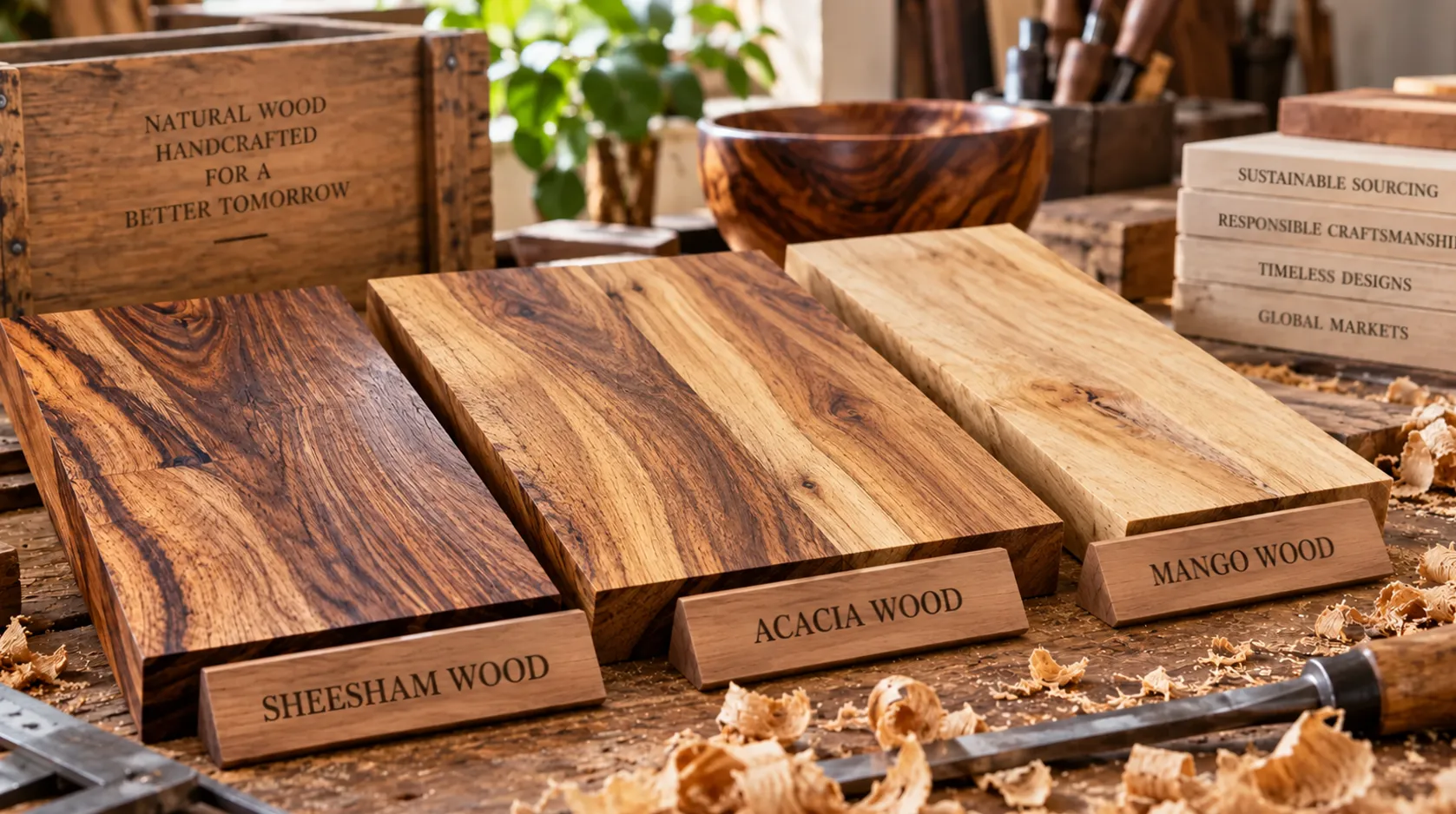 Sheesham, mango and acacia wood