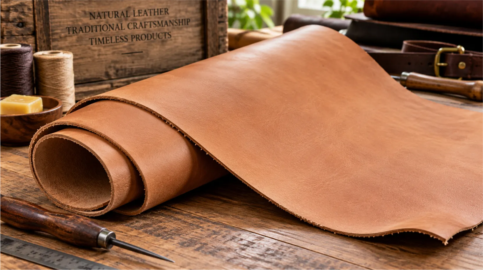 Veg-tanned leather