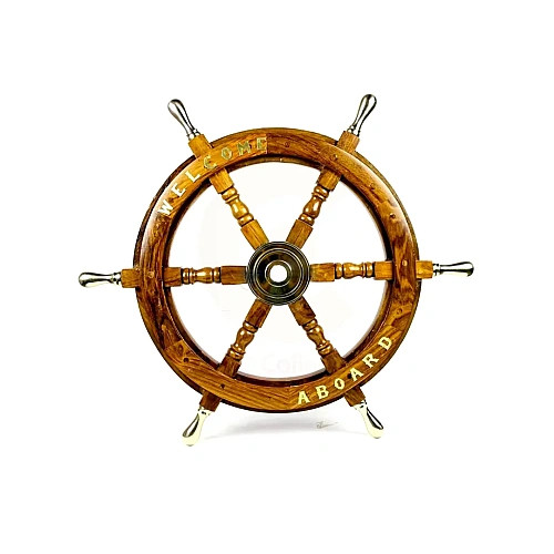 Decorative Wooden Ship Wheels for nautical, coastal and pub interiors – design 3