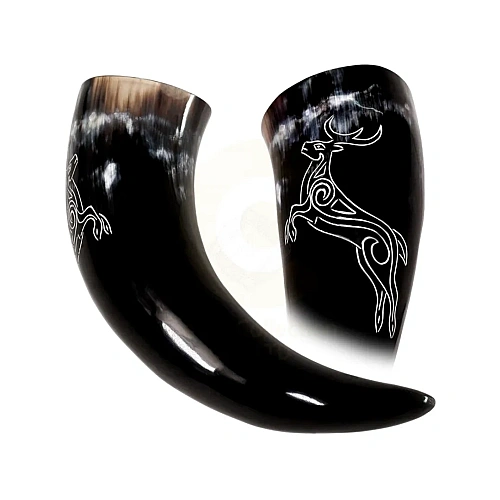 Drinking Horn Gift Sets for birthdays, groomsmen and Viking-themed gifts – design 3