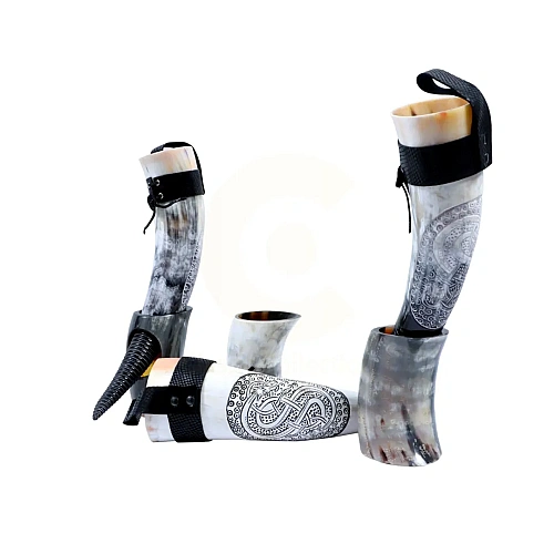 Drinking Horn Gift Sets for birthdays, groomsmen and Viking-themed gifts – design 5