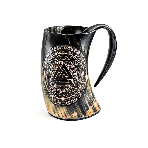 Horn Mugs for ale and mead at reenactments and themed bars – design 1