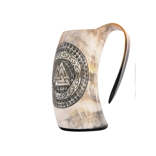 Horn Mugs for ale and mead at reenactments and themed bars – design 2