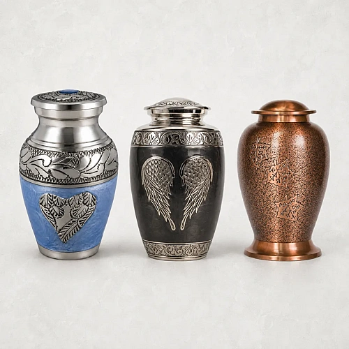 Metal Urns for durable memorials in brass, aluminium and iron