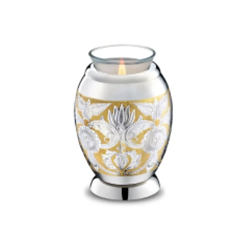 T Light URNs for lighting a remembrance candle beside a small keepsake of ashes – design 1