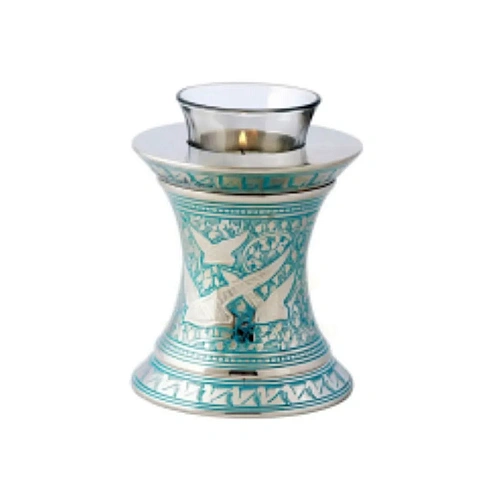 T Light URNs for lighting a remembrance candle beside a small keepsake of ashes – design 2