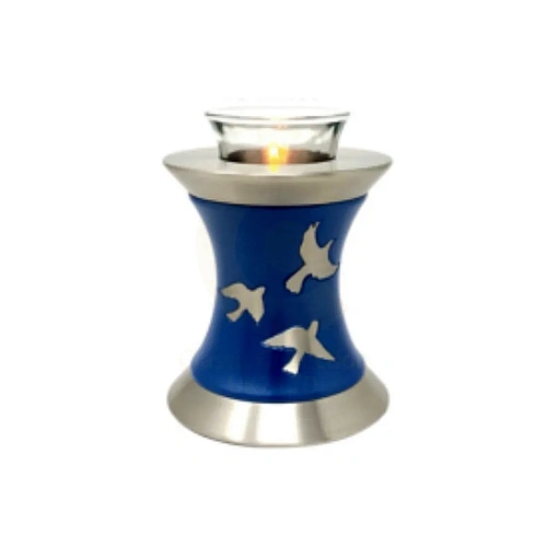 T Light URNs for lighting a remembrance candle beside a small keepsake of ashes – design 4
