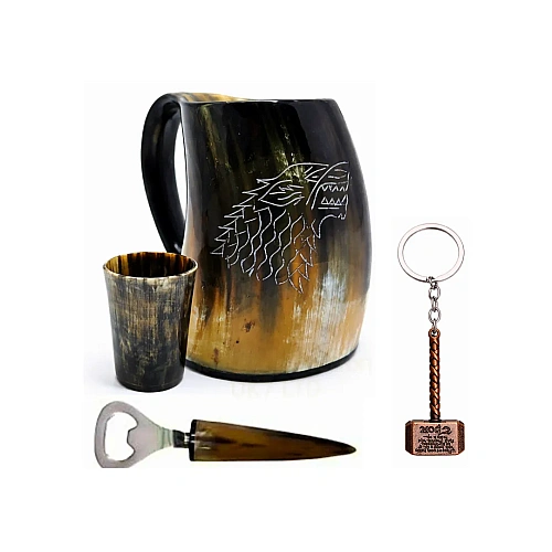 Viking Horn  for reenactment, LARP, costume and Norse-themed décor – design 2