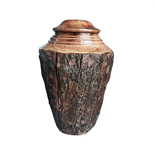 Wooden Cremation Urns for adult ashes in a carved or plain wooden casket – design 3