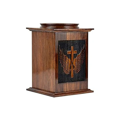 Wooden Cremation Urns for adult ashes in a carved or plain wooden casket – design 6