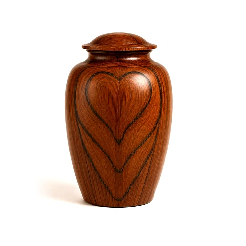 Wooden Cremation Urns for adult ashes in a carved or plain wooden casket – design 7
