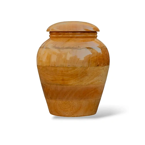 Wooden Cremation Urns for adult ashes in a carved or plain wooden casket – design 8