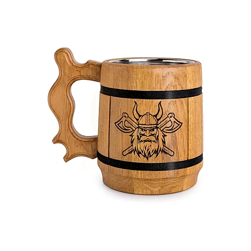 Wooden Mugs for medieval events, themed pubs and rustic gifts – design 2