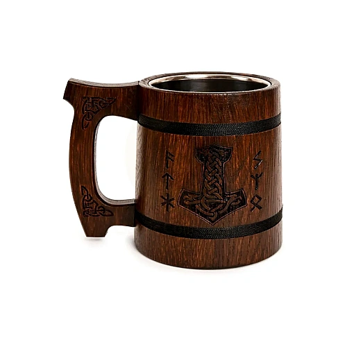 Wooden Mugs for medieval events, themed pubs and rustic gifts – design 3