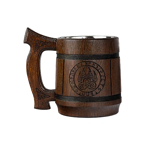 Wooden Mugs for medieval events, themed pubs and rustic gifts – design 4
