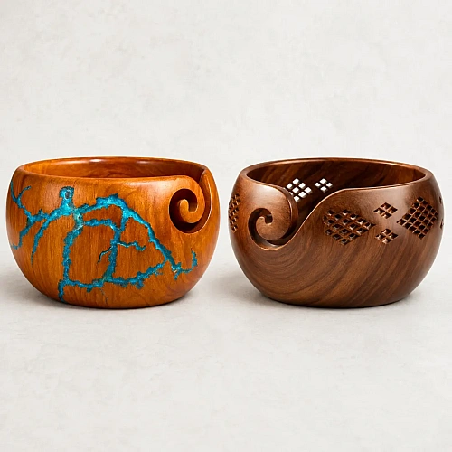 Wooden Yarn Bowls for tangle-free knitting and crochet